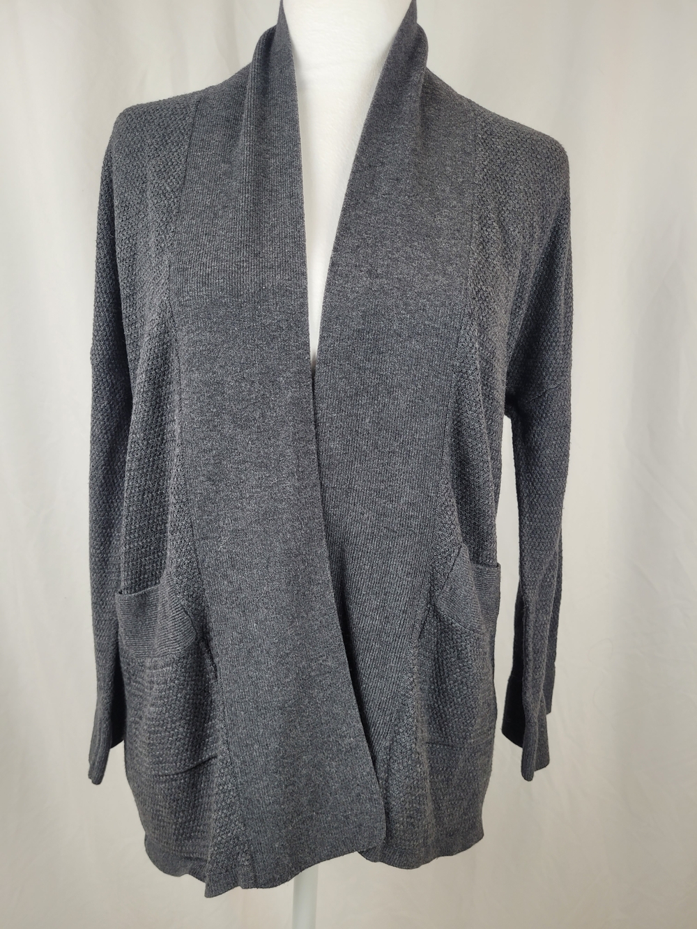 Aritzia Wilfred Free Gray Open Front Longline Duster Cardigan Sweater Size XXS